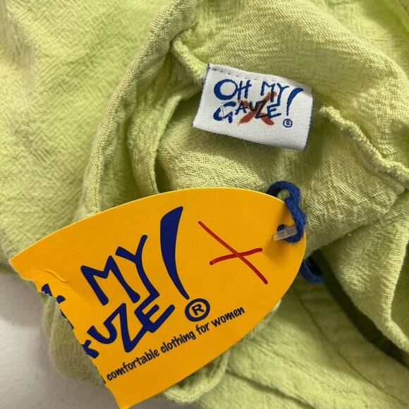 Oh My Gauze NWT Olga Top Size 2 Green Textured Cotton Boxy Oversized Boho Lagom - Picture 6 of 12